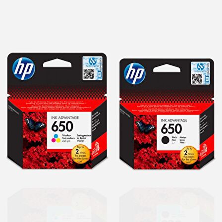 HP 650 Orijinal Siyah ve Renkli Kartuş Seti (CZ102AE - CZ1