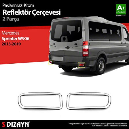 S-Dizayn Mercedes Sprinter W906 Krom Arka Reflektör Çıtası 2 Prç. 2013-2018