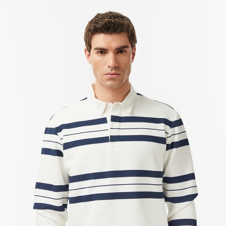 Nautica Erkek Krem Regular Fit Çizgili Sweatshirt