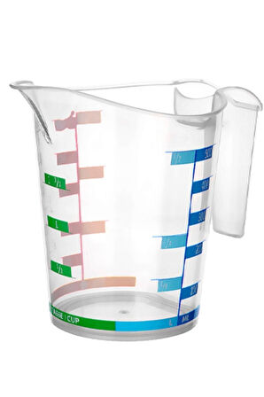 caselka® 1000 ml Renkli Dereceli Sert Plastik Mutfak Ölçü Kabı