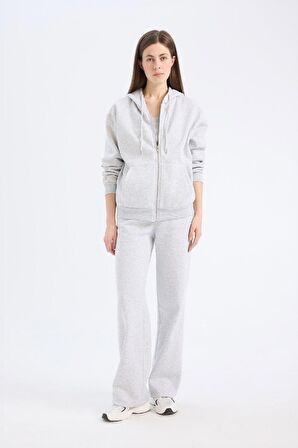 DeFacto Straight Fit Kalın Eşofman Altı Cepli Yüksek Bel B8571AX25SPGR93