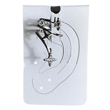 Uretti - İREM 3914 2182 Yıldızlı Model Taşlı Kıkırdak Küpe