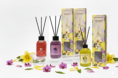 100 Ml 3’lü Çubuklu Oda Kokusu Seti – Kiraz Çiçeği, Lavanta, Limon