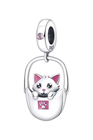 Çantada Kedi Charm | 925 Ayar Gümüş