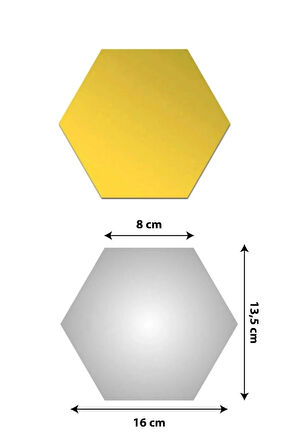 Bal Peteği Altıgen Kendinden Yapışkanlı Pleksi Ayna 13,5 cm*16 cm (5 Adet )