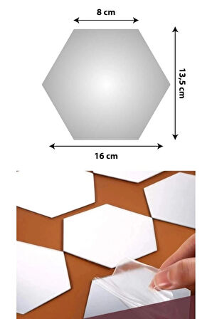 Bal Peteği Altıgen Kendinden Yapışkanlı Pleksi Ayna 13,5 cm*16 cm (5 Adet )