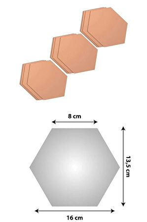 Bal Peteği Altıgen Kendinden Yapışkanlı Pleksi Ayna 13,5 cm*16 cm (5 Adet )