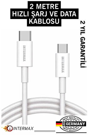 Iphone Uyumlu 2metre Type-c To Type-c Hızlı Şarj Ve Data Kablosu- 15-pro-promax- 16-pro-promax