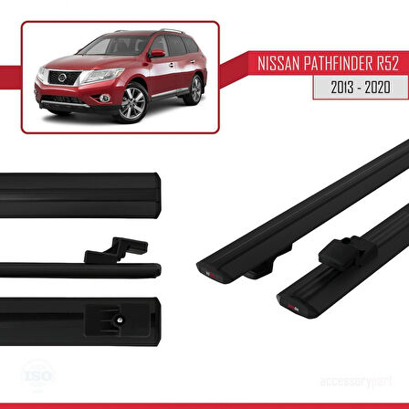 Nissan Pathfinder 4 (R52) 2013-2020 Arası ile Uyumlu BASIC Model Ara Atkı Tavan Barı Siyah 2 Adet