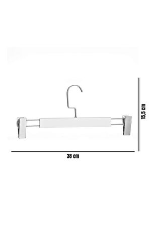 A Kalite 10 Adet Lamine Beyaz Ahşap Mandallı Pantolon Askısı Etek Askısı