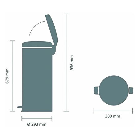 Brabantia Çöp Kutusu 30 litre Newicon Pedallı Platin 114441