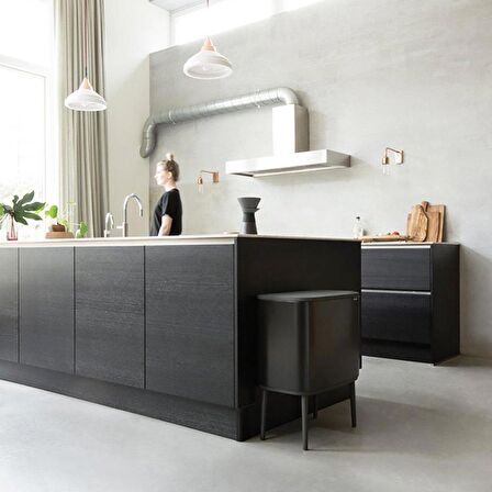 Brabantia Çöp Kutusu İki Bölmeli 11+23 litre Bo Touch Bin Mat Siyah 316203