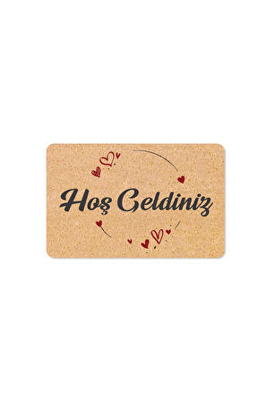 hoş geldiniz yazılır Coco Görünümlü Dekoratif Dış Kapı Önü ve Iç Mekan Paspası