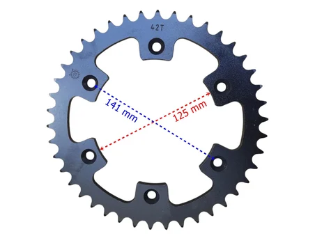 7CFSR450-520-125-6-42 CF MOTO SR 450 ARKA DİŞLİ STD 520-42T İÇ 125 mm 6 DELİKLİ