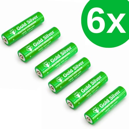 Gold Silver 18650 El Feneri ve Kafa Lambası İçin Şarj Edilebilir Li-ion Pil - 3200 mAh 4.2V (6 Adet)