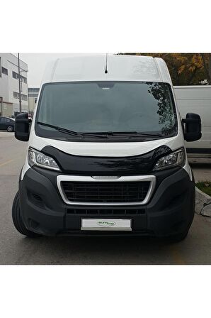 Peugeot Boxer Ön Kaput Koruma Rüzgarlığı 3mm Akrilik (ABS) Parlak Siyah Deflektör 2014->