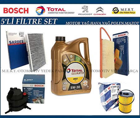 C2 1.4 HDI Filtre Bakım Seti + Motor Yağı (2004-2008)