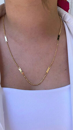 14 Ayar Altın Dorikalı Plaka Kolye 893