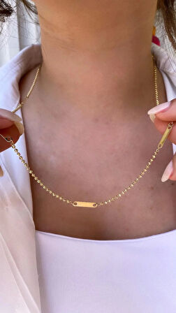 14 Ayar Altın Dorikalı Plaka Kolye 893