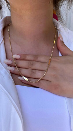 14 Ayar Altın Dorikalı Plaka Kolye 893