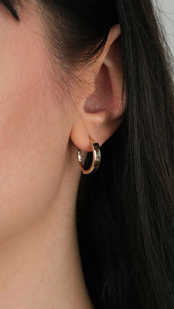 14 Ayar Altın Sade Halka Küpe 986