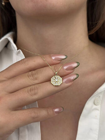 14 Ayar Altın Taşlı Kolye 631