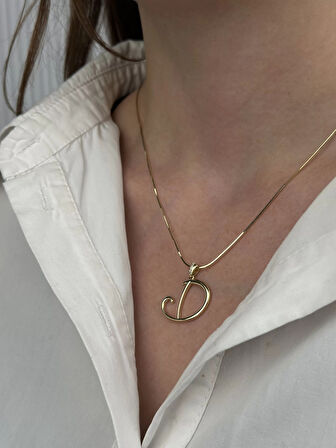 14 Ayar Altın D Harfi Kolye Ucu 591