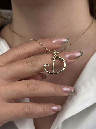 14 Ayar Altın D Harfi Kolye Ucu 591