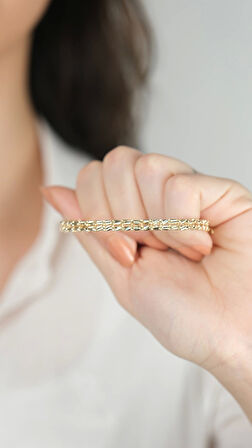 14 Ayar Altın İki Sıra Boncuklu Kelepçe 127