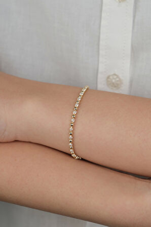 14 Ayar Altın Toplu Taşlı Bileklik 914