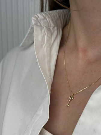 14 Ayar Altın Anahtar Kolye 856