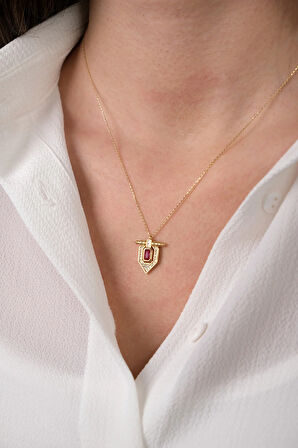 Güzide 14 Ayar Altın İkili Plaka Kolye