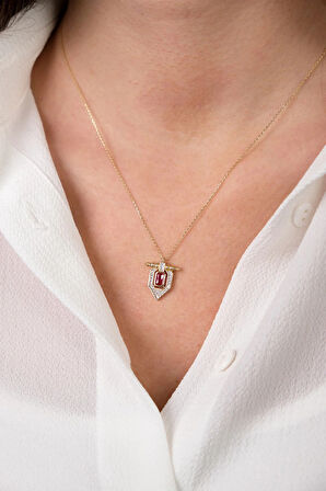 Güzide 14 Ayar Altın İkili Plaka Kolye