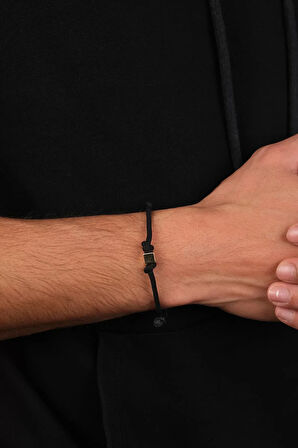 14 Ayar Altın Siyah İpli Küp Bileklik 