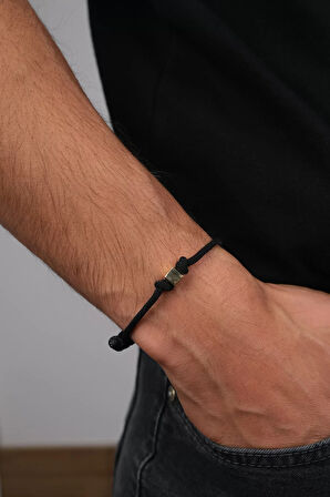 14 Ayar Altın Siyah İpli Küp Bileklik 