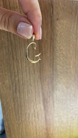 14 Ayar Altın G Harfli Kolye Ucu 449