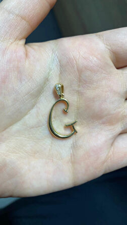 14 Ayar Altın G Harfli Kolye Ucu 449