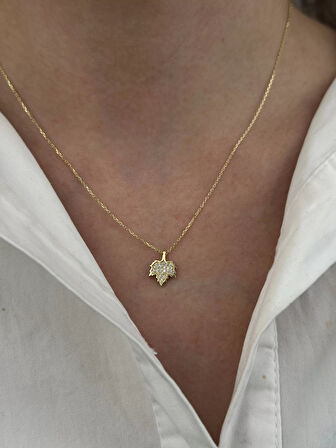 14 Ayar Altın Yaprak Kolye 601