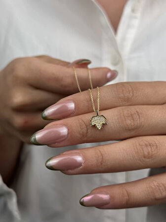 14 Ayar Altın Yaprak Kolye 601