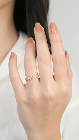 14 Ayar Atın Dalgalı Taşlı Yüzük 859