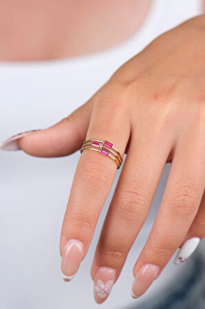 14 Ayar Altın Mor Taşlı Yüzük 946