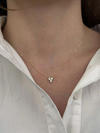 14 Ayar Altın 3 Taşlı Kolye 634