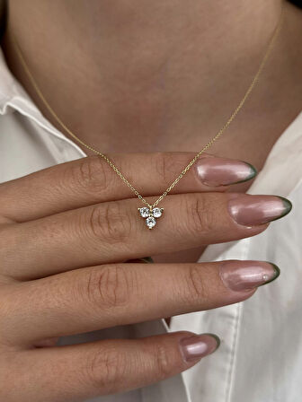 14 Ayar Altın 3 Taşlı Kolye 634