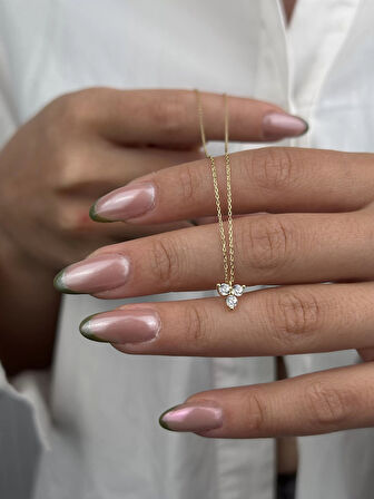 14 Ayar Altın 3 Taşlı Kolye 634