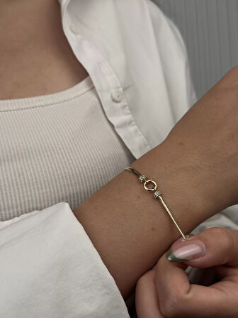 14 Ayar Altın Taşlı Halka Bileklik 1076