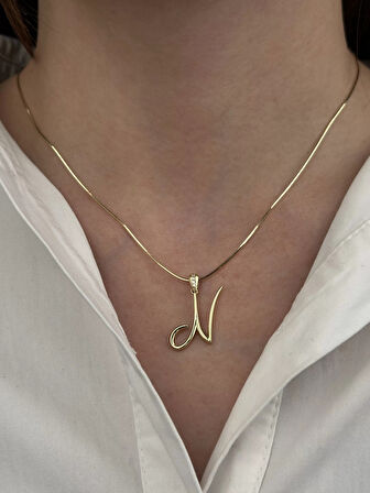 14 Ayar Altın N Harfi Kolye Ucu 437