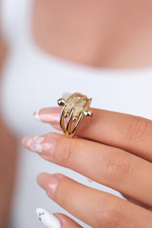 14 Ayar Altın Ok Detay Yüzük 909