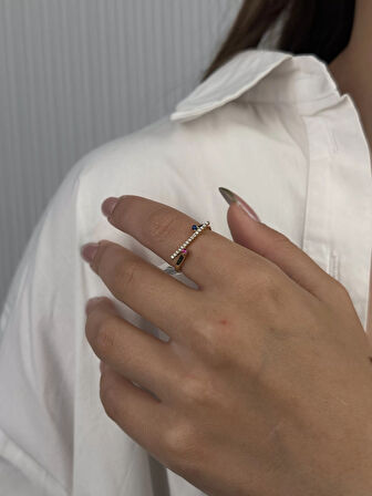 14 Ayar Altın Renkli Taşlı Yüzük 966