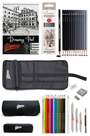 Eskiz Defteri St.petersburg Dereceli Kalem Sulu Kuruboya Kalemi Çantalı Eskiz Set