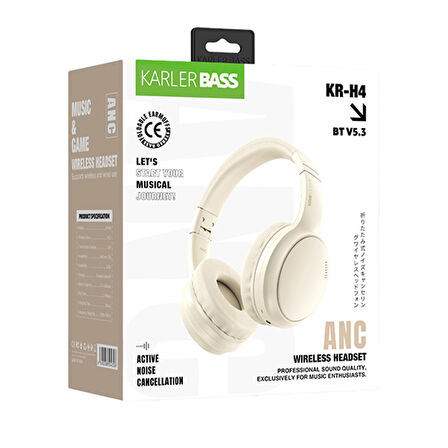 Karler Bass KRH4 ANC Kablosuz Kulak Üstü Kulaklık - Beyaz